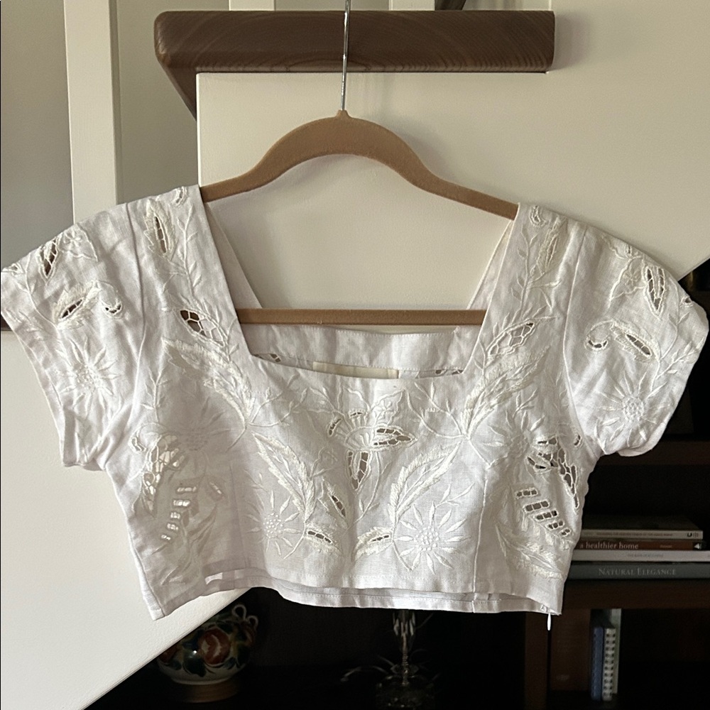 All that Remains Love lace and linen crop top